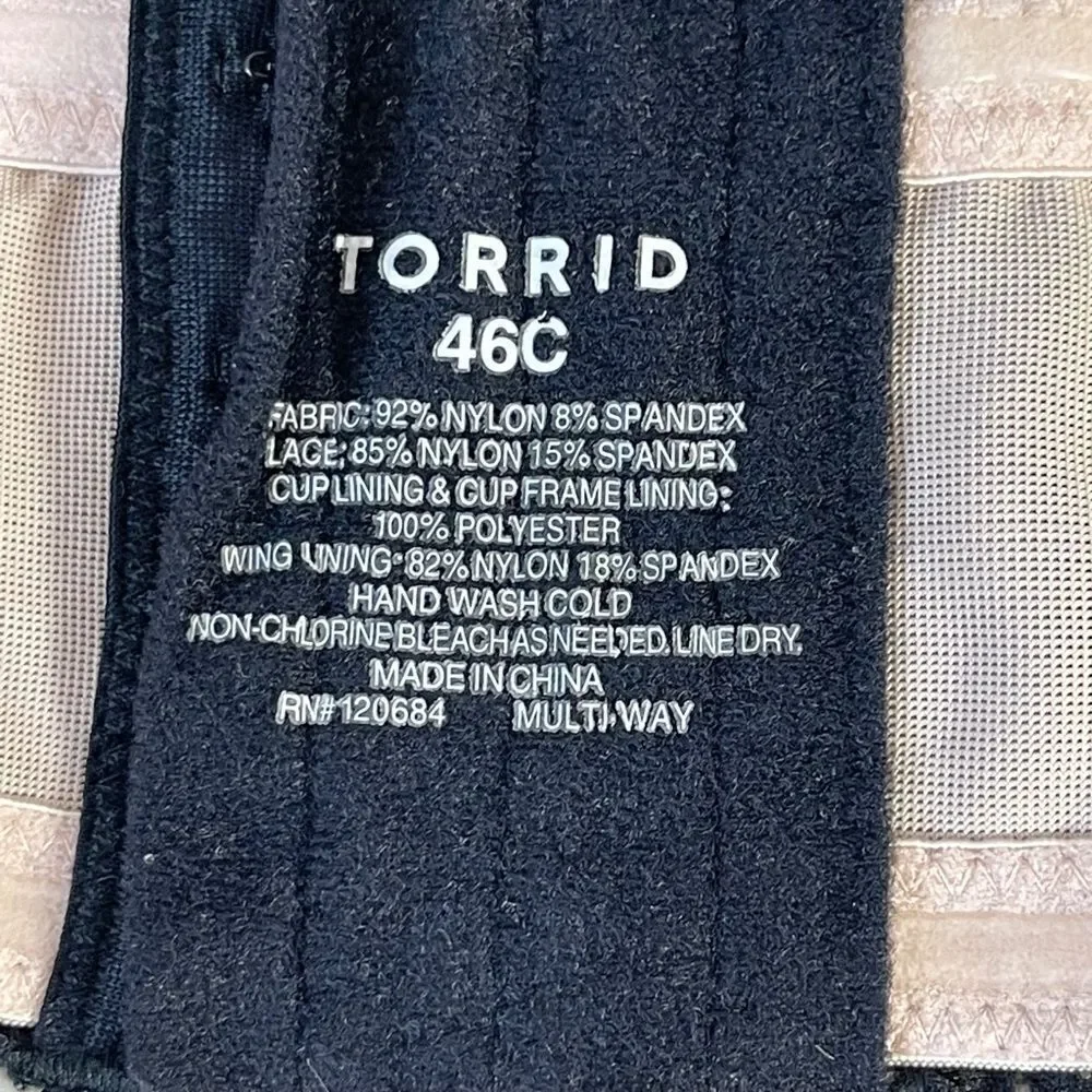 Torrid Black Lace Trim Balconette Strapless Bra STRAPS‎ NOT INCLUDED Sz 4…
